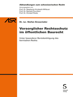 cover image of Vorsorglicher Rechtsschutz im öffentlichen Baurecht